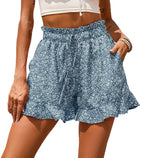 Damen florale Shorts mit elastischem Bund und lässigem Design EB