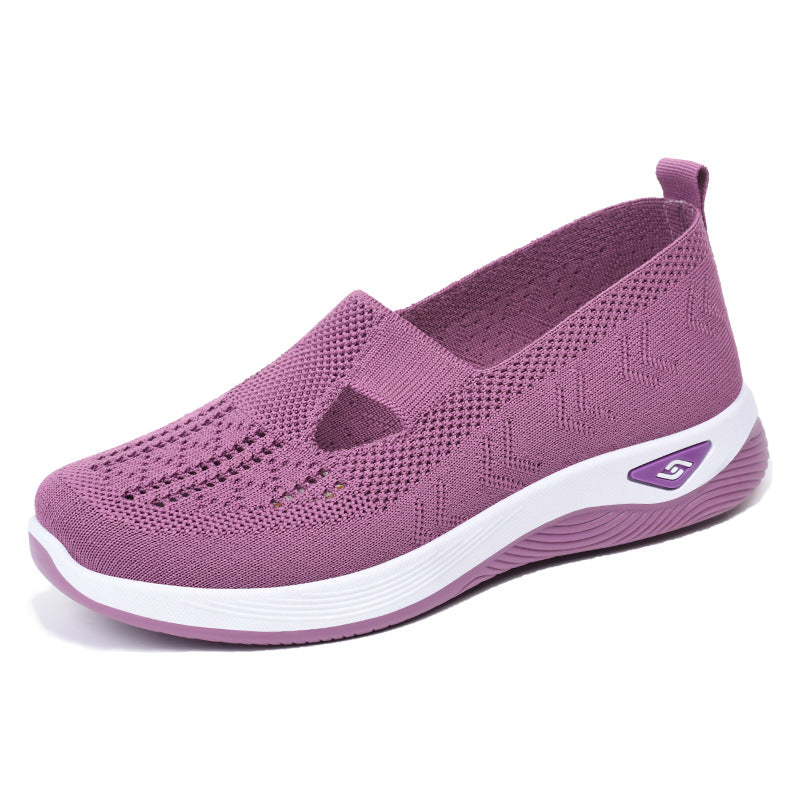 Damen bequeme Slip-On Schuhe mit atmungsaktiver Strickoberfläche EB