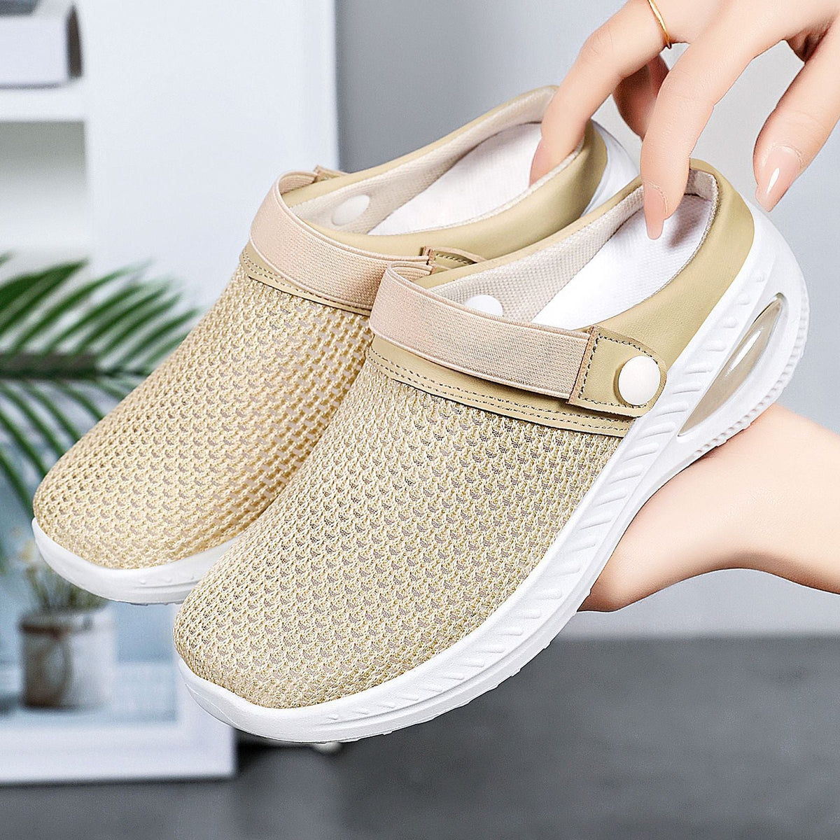 Damen Atmungsaktive Clogs mit elastischem Riemen EB