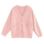 Damen Grob gestrickter Cardigan mit Taschen und V-Ausschnitt EB