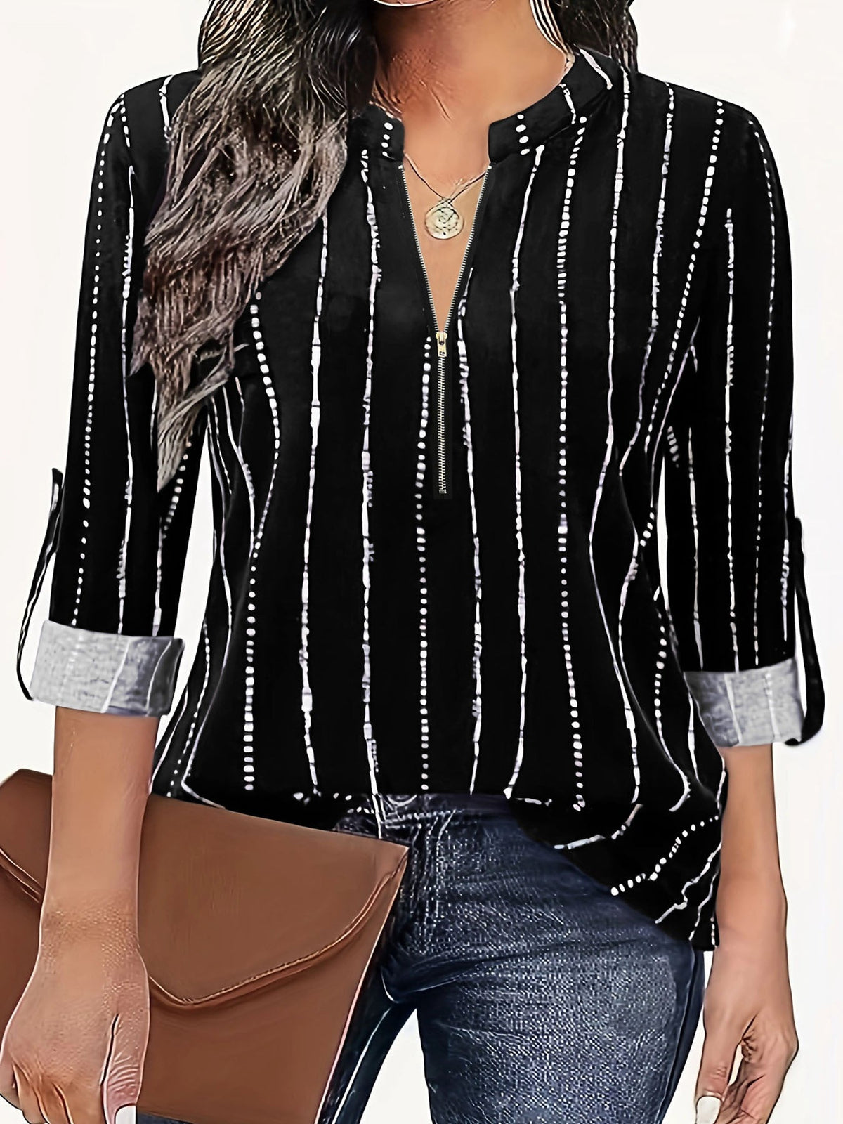Damen Casual Bluse mit stilvollem Streifenmuster EB