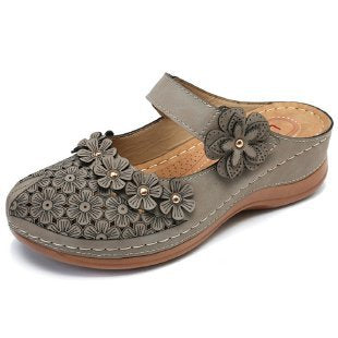 Damen bequeme Clogs mit floralem Dekor und ergonomischem Fußbett EB
