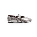 Damen Ballerinas mit floralen Lochmuster und verstellbarem Riemen EB
