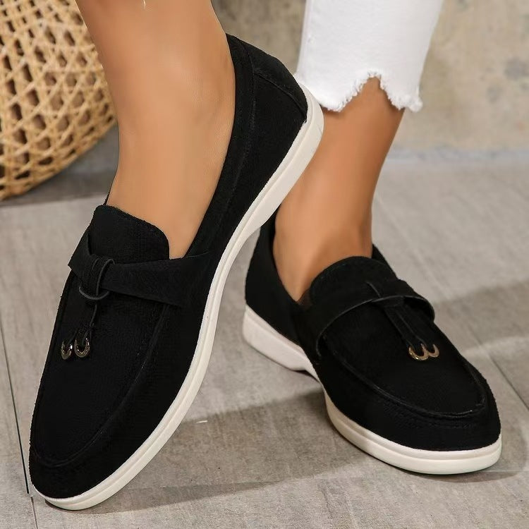 Damen Mokassins mit modischer Naht und stylischer Schnallenapplikation EB