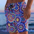 Herren Badeshorts mit animalischem Muster und elastischem Bund EB