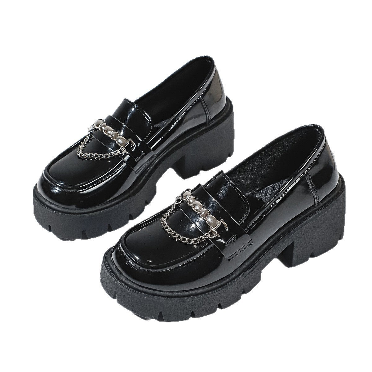 Damen Chunky Loafers mit glattem Obermaterial und robustem Plateau-Heel EB