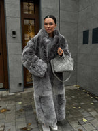 Damen Luxus Kunstfellmantel EB