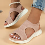Damen Atmungsaktive Sandalen mit flexiblem Fußbett und modischen Cut-Outs EB