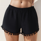 Sommer-Badeshorts für Damen mit Pompom-Dekor