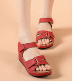 Damen Komfortable Wedge-Sandalen mit verstellbarem Riemen EB