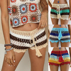 Gehäkelte Damen-Strandshorts mit Kordelzug