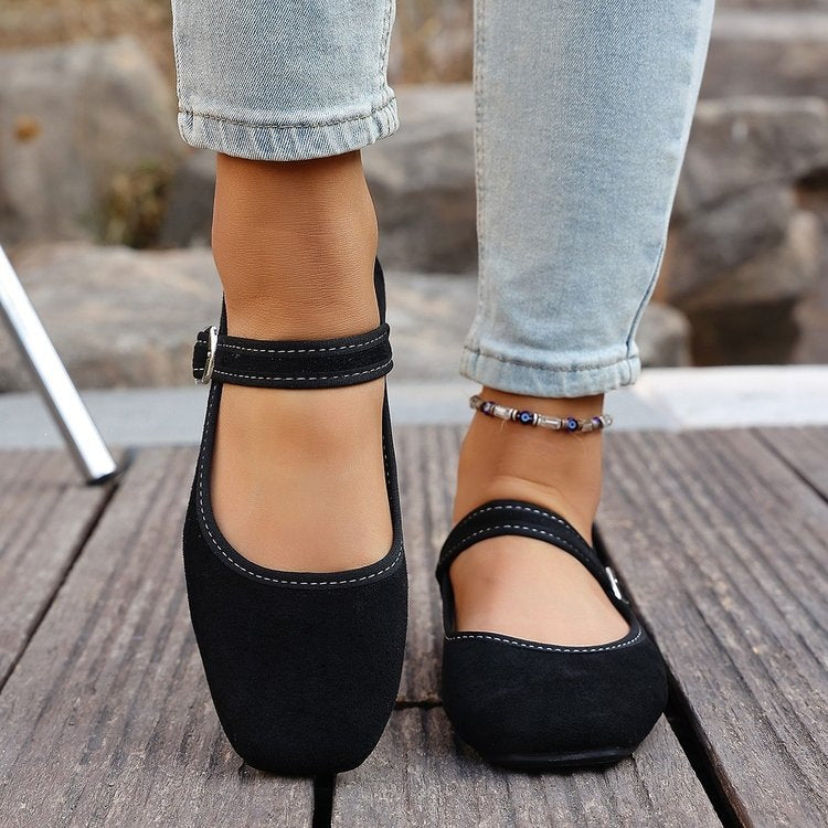 Damen Elegante Ballerinas mit verstellbarem Riemen EB