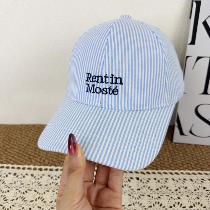 Gestreifte bestickte Damen-Baseballcap