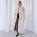 Damen Eleganter, gefütterter Wintermantel mit breitem Revers EB