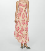 Damen Elegantes asymmetrisches Maxikleid mit floralen Applikationen EB
