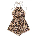 Damen Ärmelloser Jumpsuit mit tierischem Muster und Trägern EB
