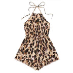 Damen Ärmelloser Jumpsuit mit tierischem Muster und Trägern EB