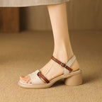 Damen Bequeme Blockabsatzsandalen mit verstellbarem Riemen EB