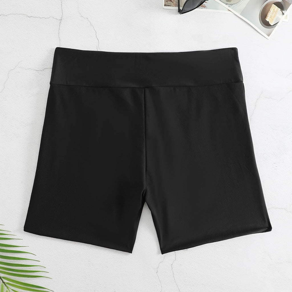 Damen-Badeshorts mit hohem Bund und Seitentaschen