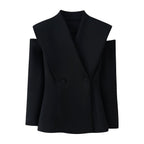 Damen elegante Blazerjacke mit modernem Schnitt und außergewöhnlichem Kragen EB