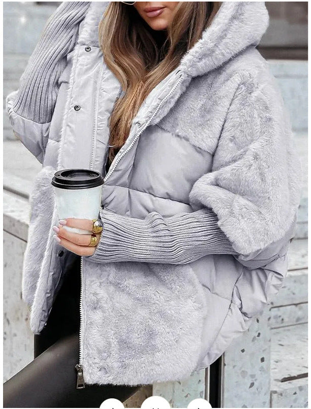 Damen Fleece-Wendejacke mit voluminösem Schnitt und hohem Kragen EB