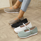 Damen bequeme Ballerinas mit elastischem Riemen und perforiertem Design EB