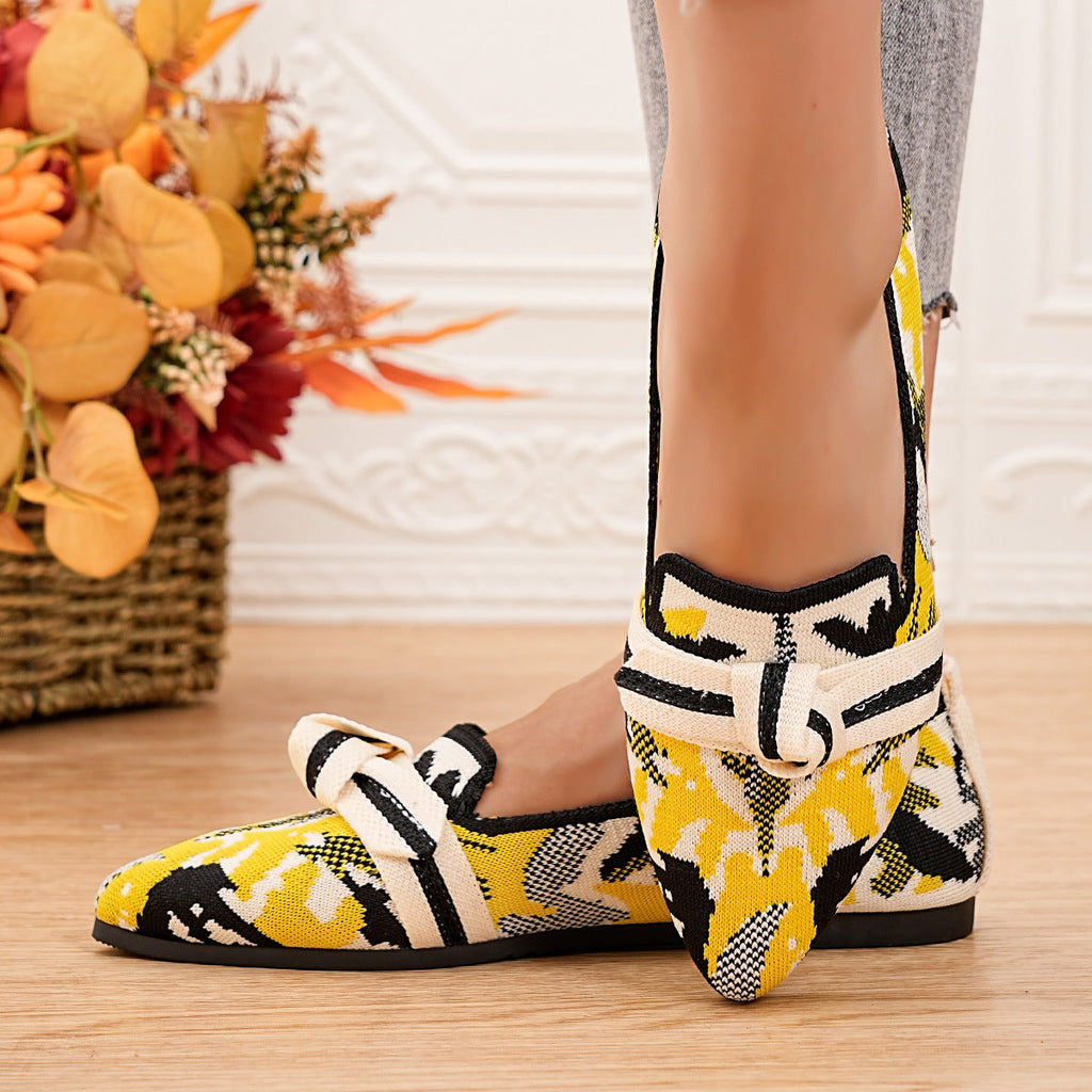 Damen Ballerinas mit stilvollem Kunstwerk-Woven-Design EB