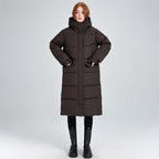 Damen Lange isolierte Winterjacke mit Kapuze und einzippbarem Kragen EB