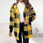 Damen Langer Karomantel aus weichem Material EB