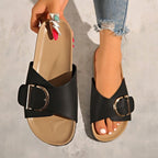 Damen bequeme Slides mit modischem Schnallen-Design EB