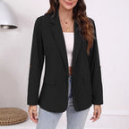 Damen Eleganter Blazer mit gestreiften Ärmeln und klassischem Schnitt EB