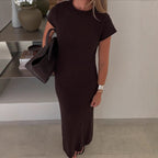 Damen elegantes Maxikleid mit fein strukturiertem Material und modernen Details EB