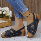 Damen bequeme Sandalen mit modischem Kreuzdesign EB