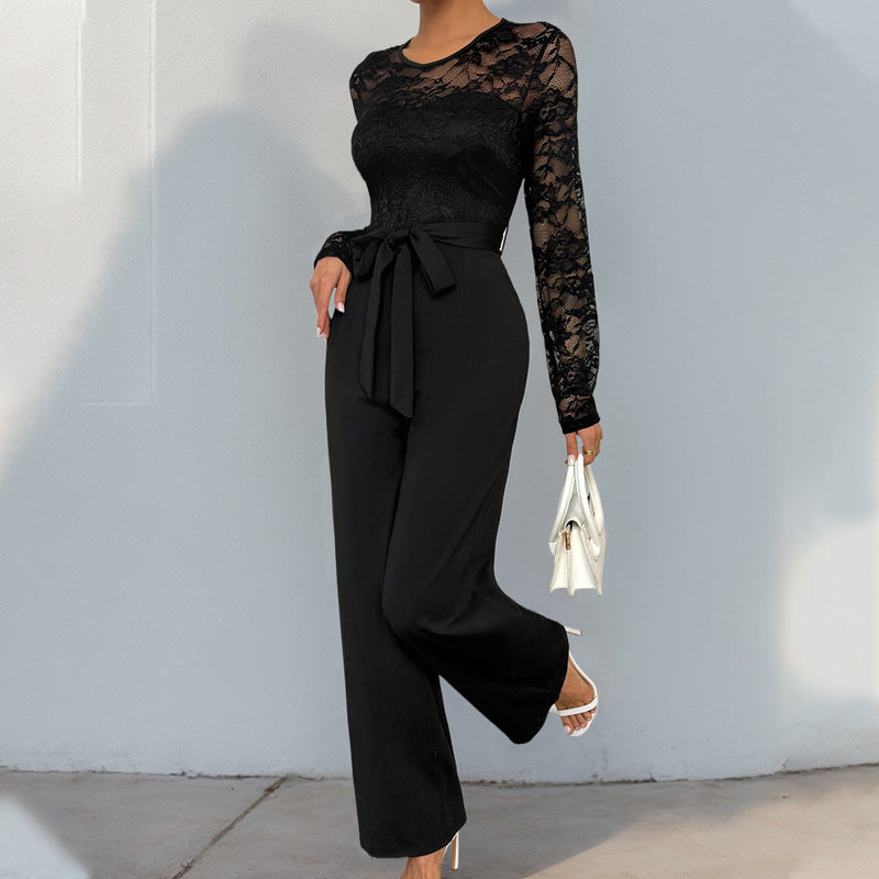 Eleganter und vielseitiger Damen-Jumpsuit mit Spitzenoberteil