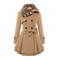 EB | Damen-Trenchcoat mit Veganem Fell und Gürtel