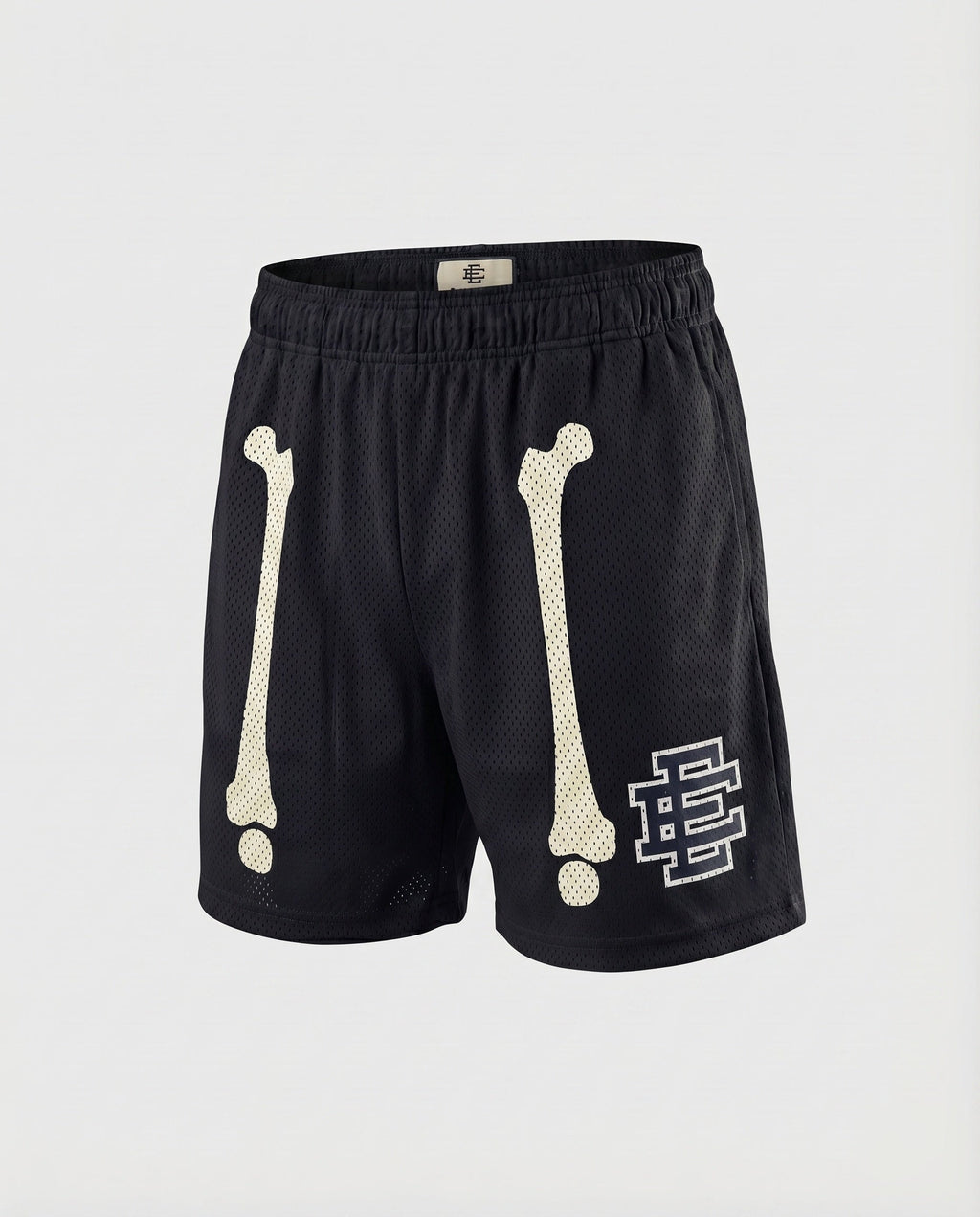 Herren Netz-Trainingshose Kurz Elastikbund Logo-Applikation