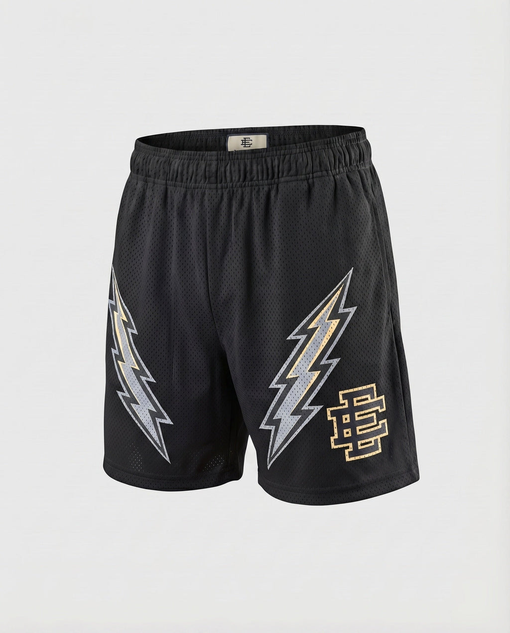 Herren Netz-Trainingshose Kurz Elastikbund Logo-Applikation