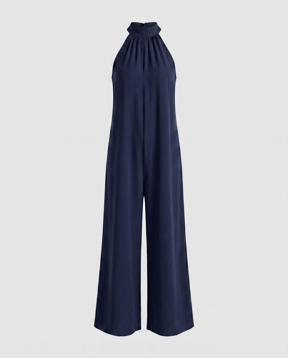 Damen Jumpsuit mit hohem Kragen und weitem Bein