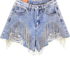 EB | Diamond Quasten Zerrissene Jeansshorts