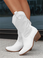 Damen Cowboy Stiefel Atmungsaktives Synthetikleder Stylisch EB