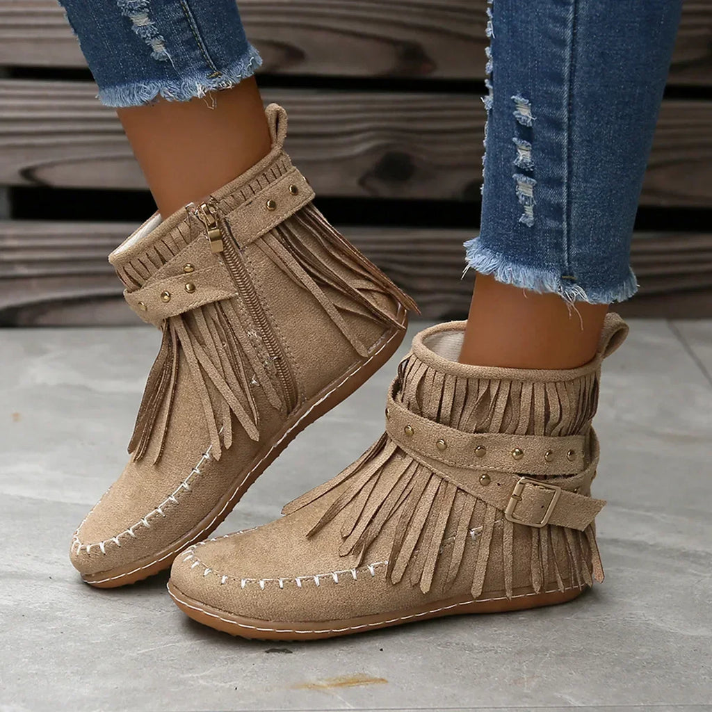 Ankle Boots Mit Fransen Und Nieten EB