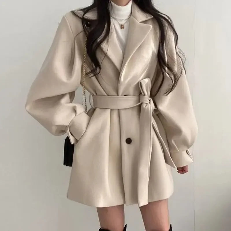 EB | Damen Trenchcoat mit Gürtel Langarm