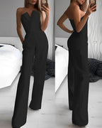 Ärmelloser Jumpsuit mit V-Ausschnitt