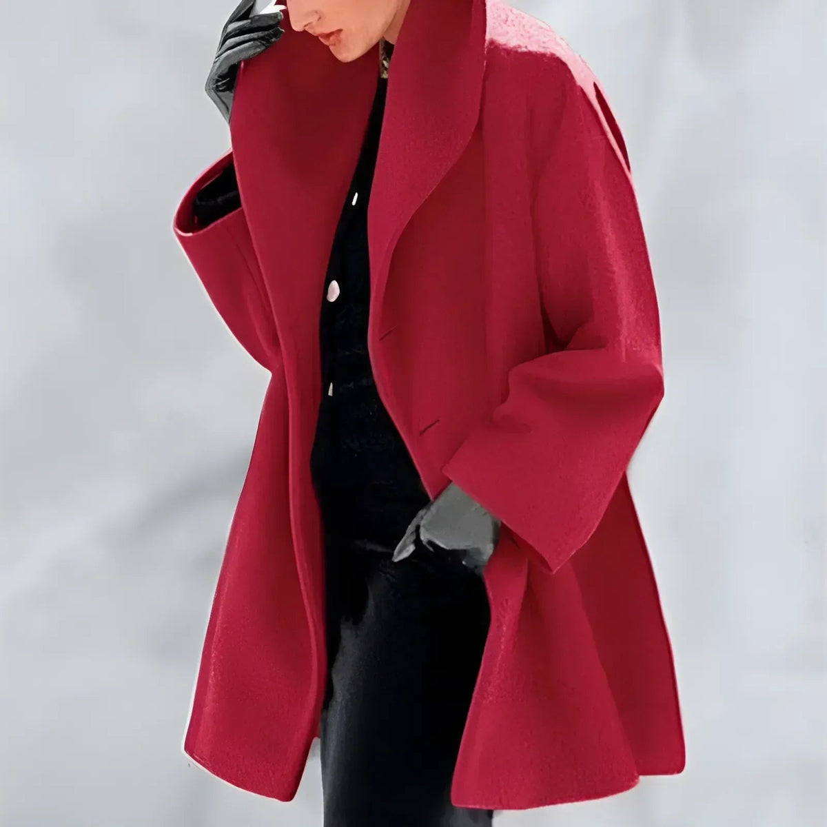 EB | Eleganter warmer langer Wintermantel mit Knopfverschluss ideal für Herbst/Winter