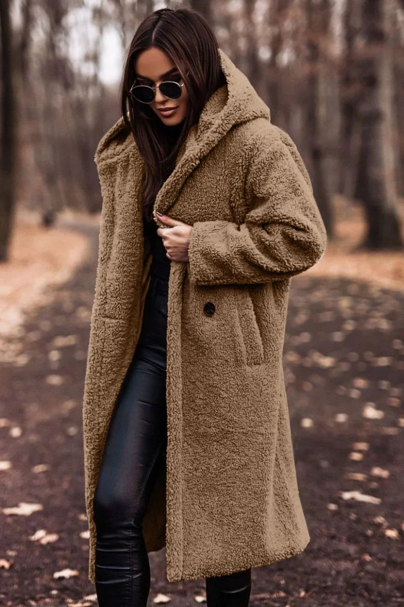 EB | Damen Winter Kapuze Weich Langer Mantel Warme