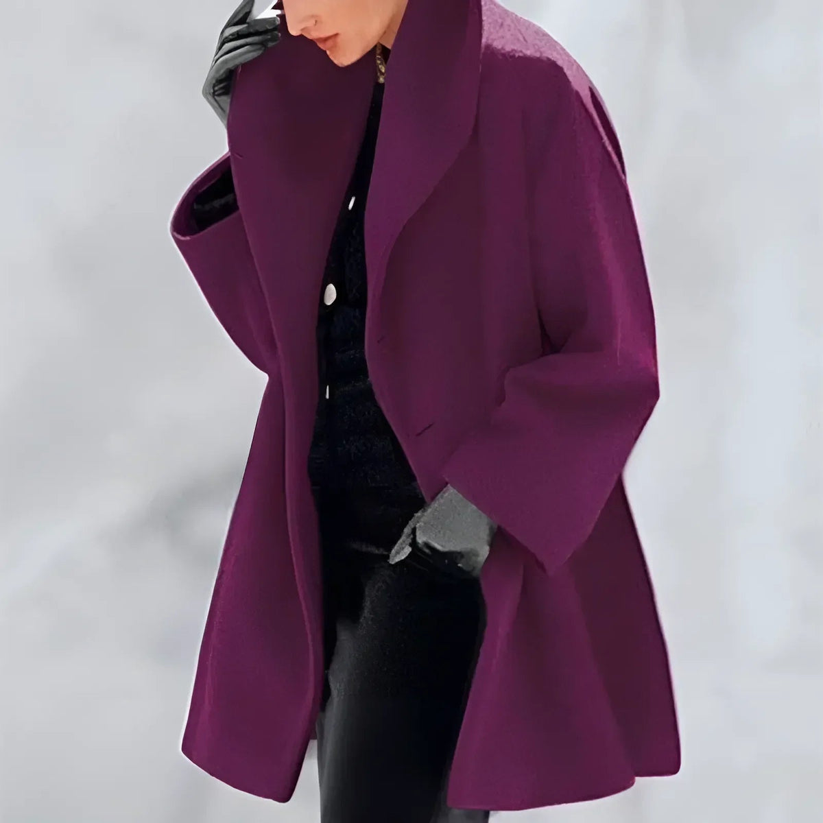 EB | Eleganter warmer langer Wintermantel mit Knopfverschluss ideal für Herbst/Winter