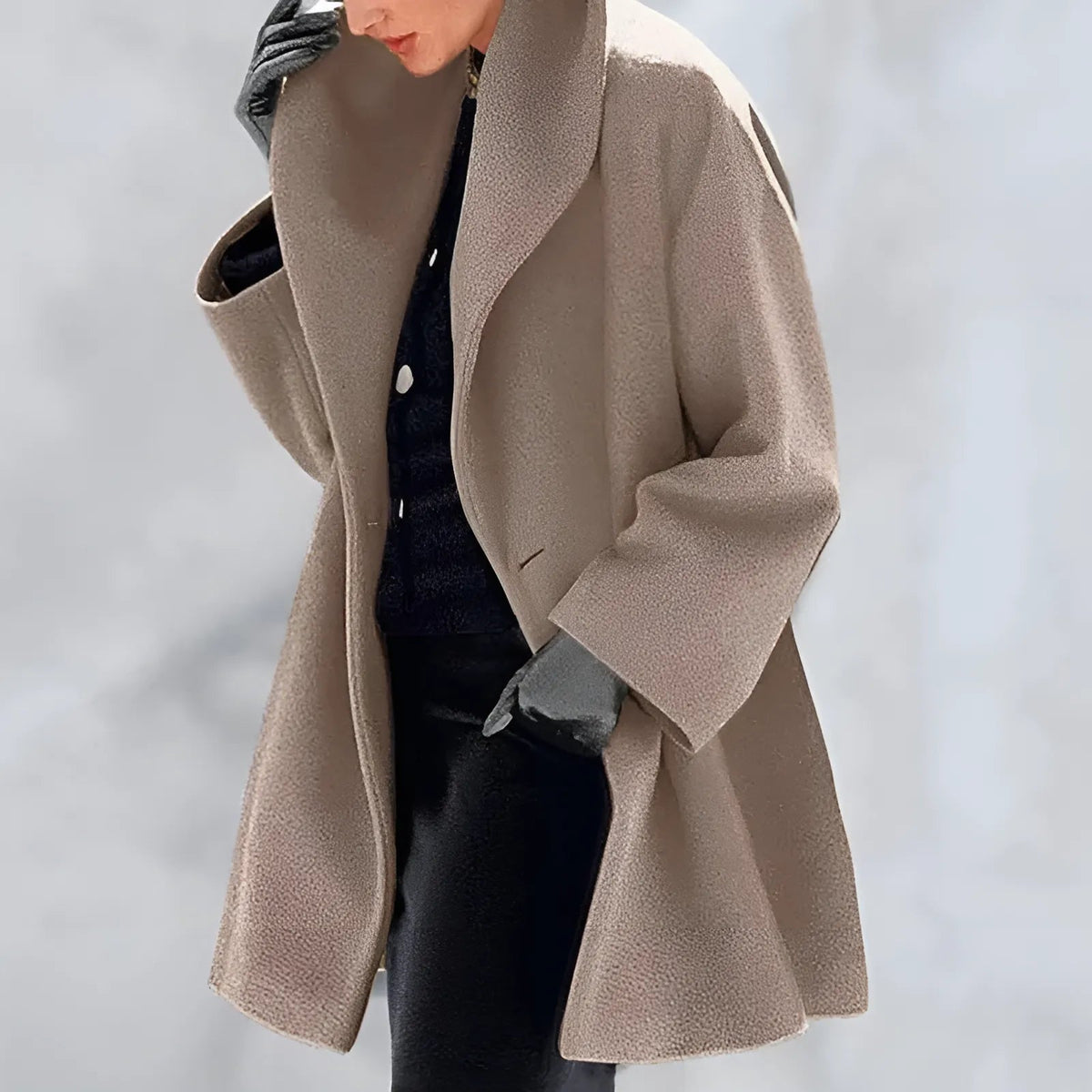 EB | Eleganter warmer langer Wintermantel mit Knopfverschluss ideal für Herbst/Winter