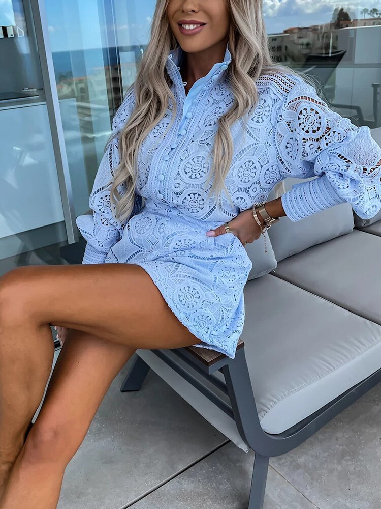 EB | Lochspitzenbluse und Shorts-Set