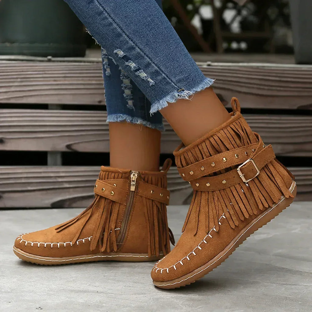 Ankle Boots Mit Fransen Und Nieten EB