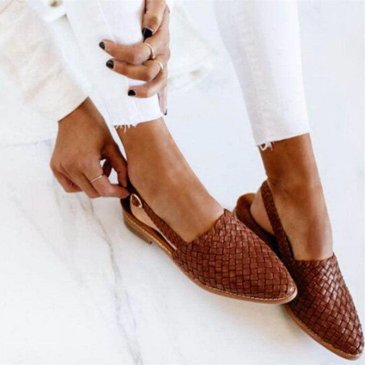 Braune Geflochtene Slipper EB